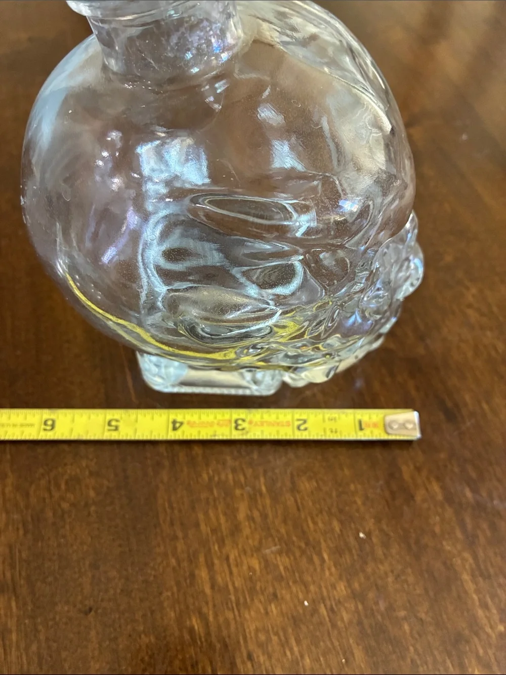 Clear Glass Skull Bottle with Silver Cap